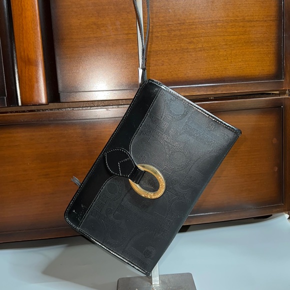 CHRISTIAN DIOR VINTAGE BLACK MONOGRAM CANVAS CLUTCH - Picture 3 of 16